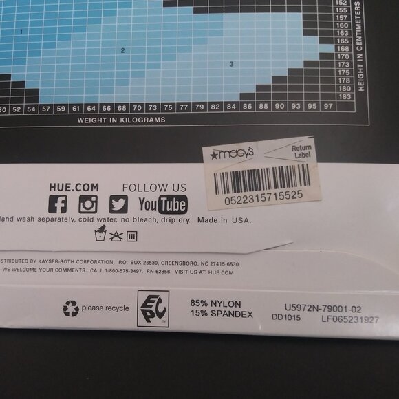 New Hue Essential Solutions Clear Control Sheer Pantyhose Black Size 2 #5972N - Picture 4 of 5